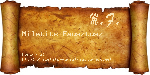 Miletits Fausztusz névjegykártya